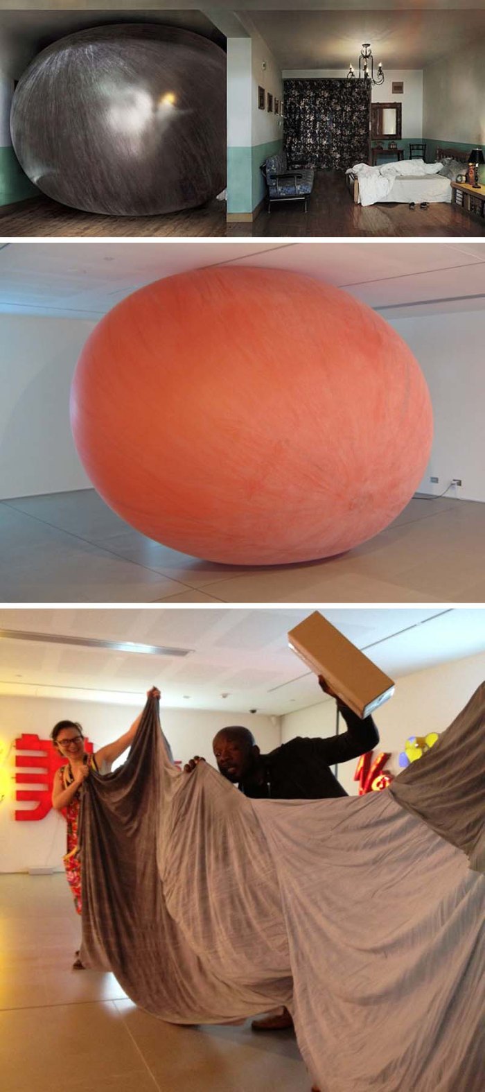 Even in Fear, Zhoun Xiaohu, Contemporary Chinese Art installation, White Rabbit Gallery, Smash Palace, exploding balloon