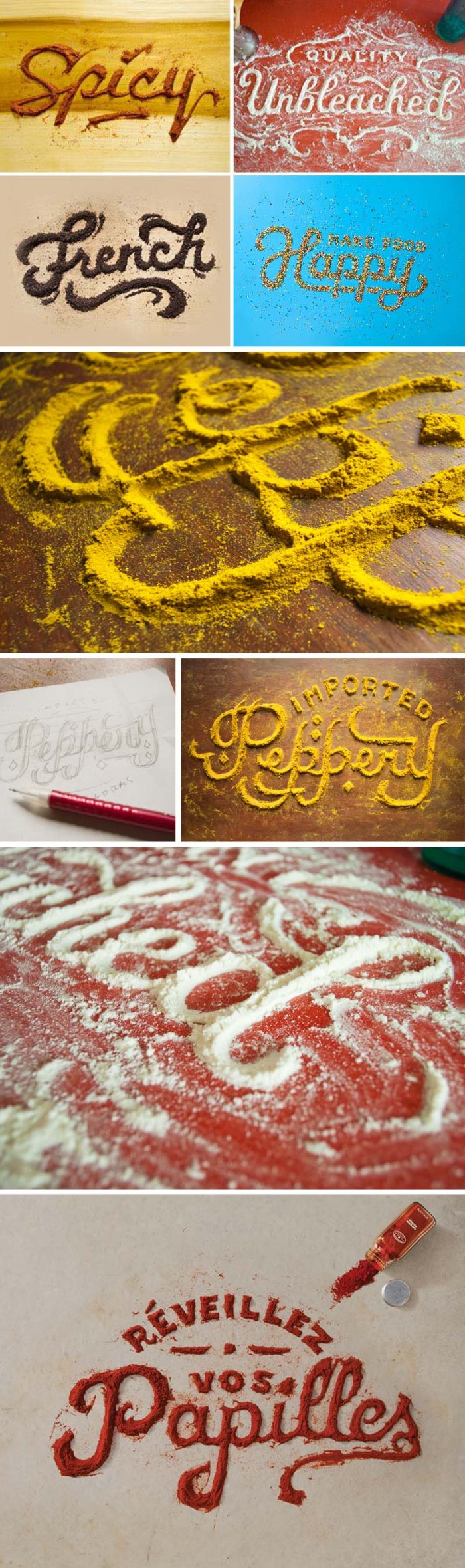 Food Typography, Type made with food, Danielle Evans project for Target's Food for thought campaign