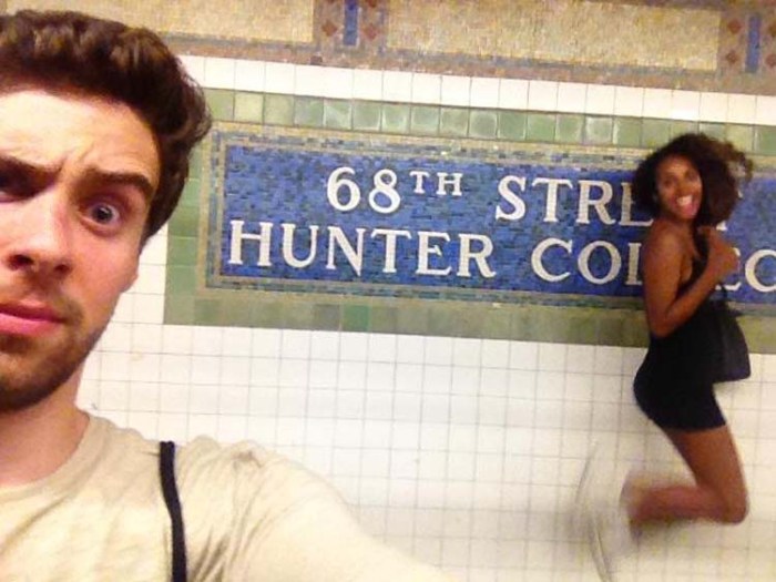 Every Subway Station in Manhattan, photo project by james doernberg and girlfriend kai jordan, took selfie at every subway stop in manhattan in one day