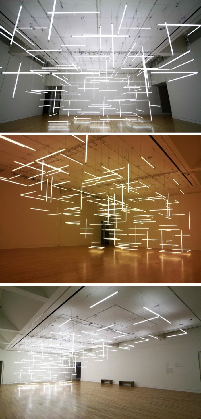 Fluorescent tube art installation at Frye Art Museum, Seattle, by Lilienthal and Zamora