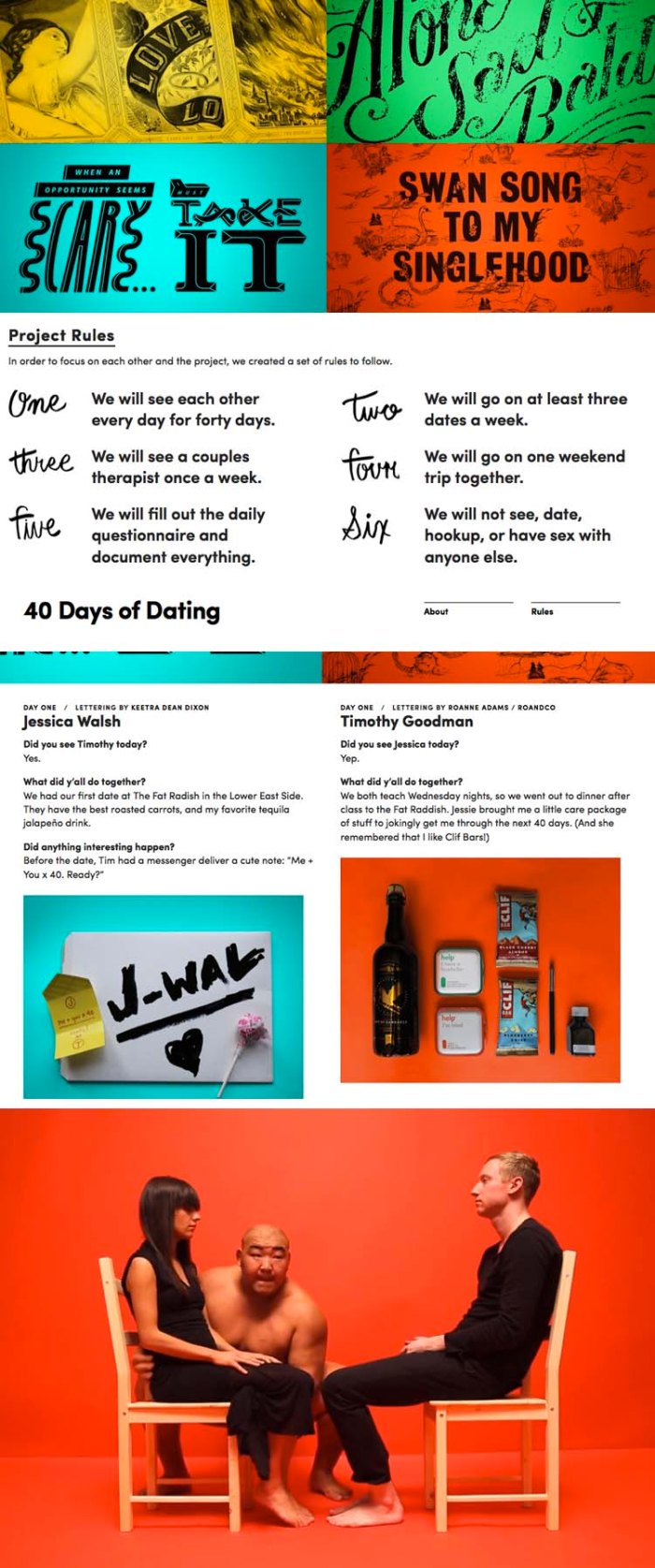 Jessica Walsh and Timothy Goodman, 40 Days of Dating, Typography, Experiment, Fun, Cute, Dating, Friendship