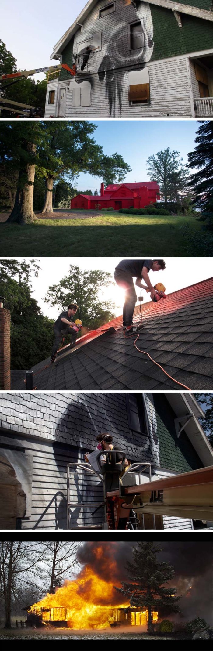 Suburban Interventions by Ian Strange (Kid Zoom), Street art on suburban homes, cool art interventions in suburbia