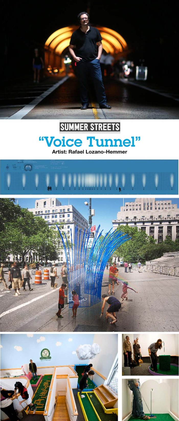 NYC August Summer Streets, interactive art installations, Voice Tunnel, Coolstop Chat Travieso, The Course of Emotions, Risa Pino