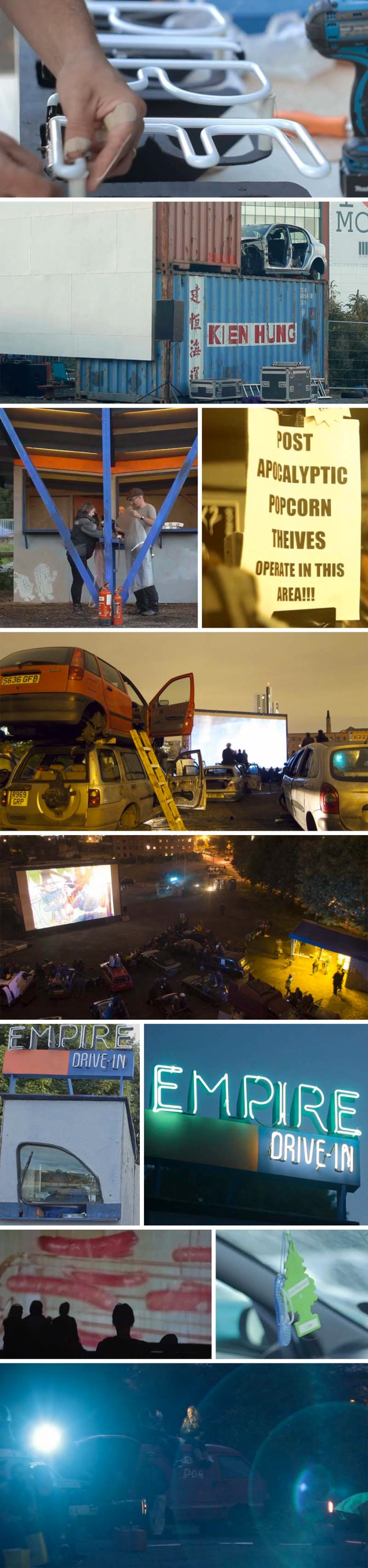 Empire Drive-In at the New York Hall of Science in Corona, Queens. Jeff Stark, Todd Chandler, Junkcar Drive-in, Upcycling, re-use, film, NYC event