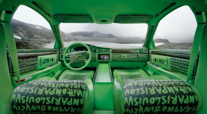 Luis Gispert, Photographs of car interiors decked out in haute coutour logo-clad decor, cool contemporary photography