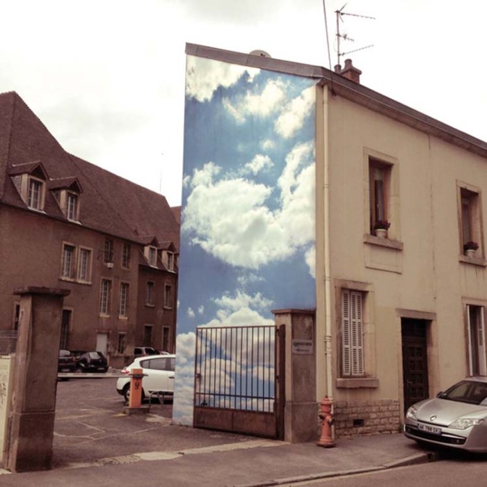 Cloud Project by Benjamin Løzninger, street art, head in the clouds, photography, France, Brooklyn