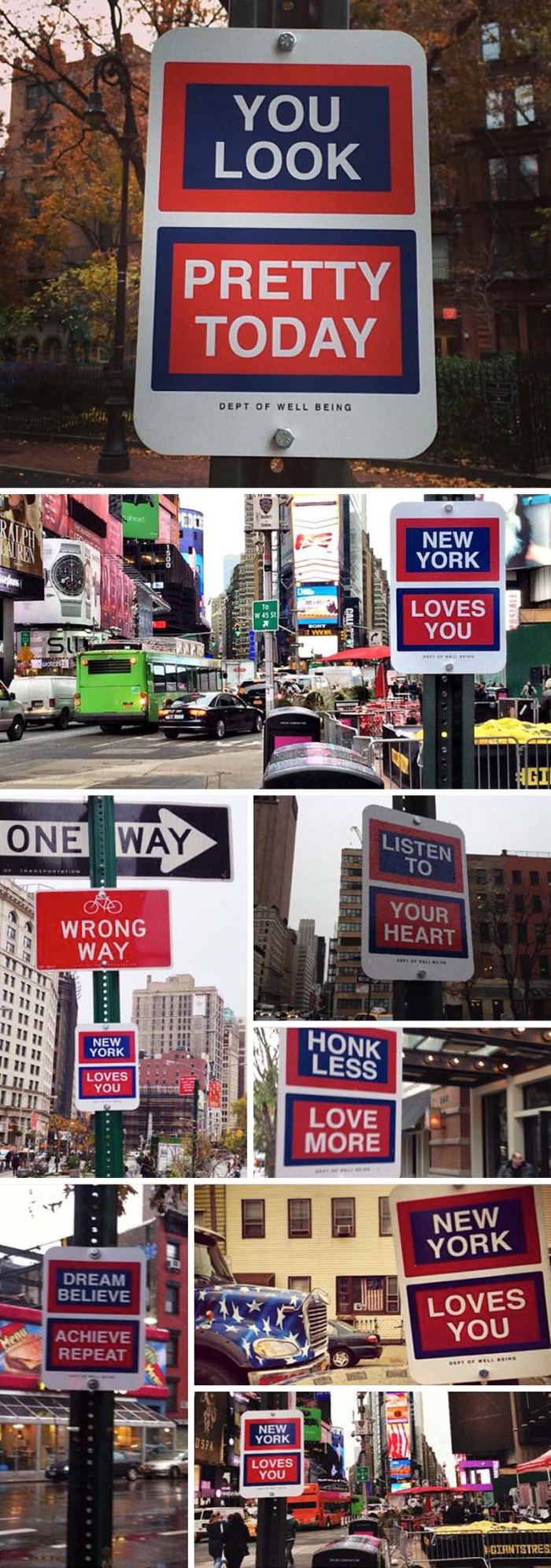 Happy Signs, Killy Kilford, Department of Well Being, Dept of Well Being, Street Art that makes people smile, NYC