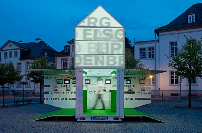 Moving Icon Pop-Up Pavilion in Westphalia, Germany by Kalhöfer-Korschildgen. Pavilion communicates History