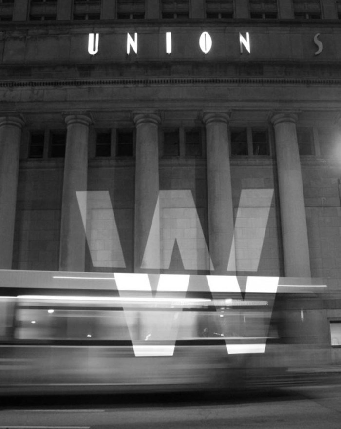 Letters at Large by Audra Hubbell, Large projections of letters with cool effects against architecture. Photographs. Typography