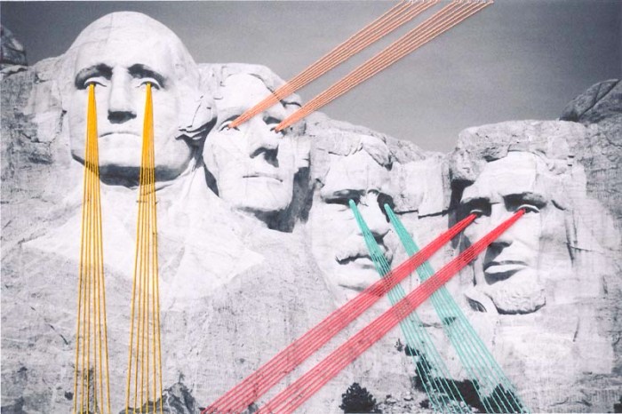 Threaded prints by Mana Morimoto, Fiber Art, Thread through black and white photographs, collage-like, contemporary art