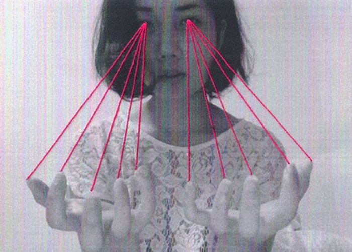 Threaded prints by Mana Morimoto, Fiber Art, Thread through black and white photographs, collage-like, contemporary art