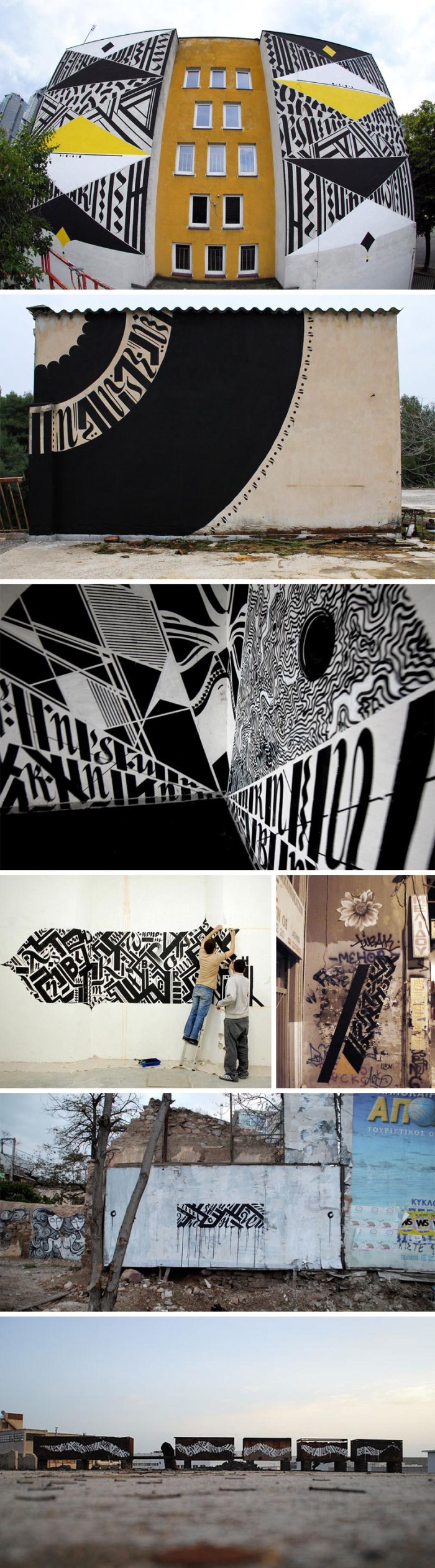 Blaqk Greg Papagrigoriou and Simek Athens street art, typography, calligraphy, black and white
