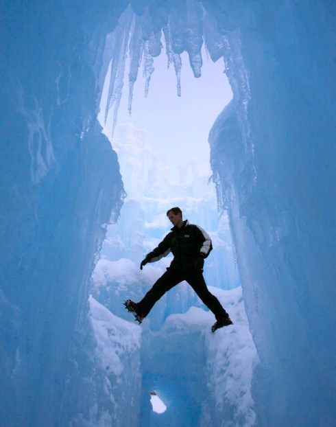 Ice Castles in Midwest America. Manmade ice mazes, amazing ice scultpures.