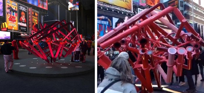 Times Square Valentine Heart Sculpture Competition 2014, Match-Maker, Young Projects, Interactive sculpture shaped as heart, NYC