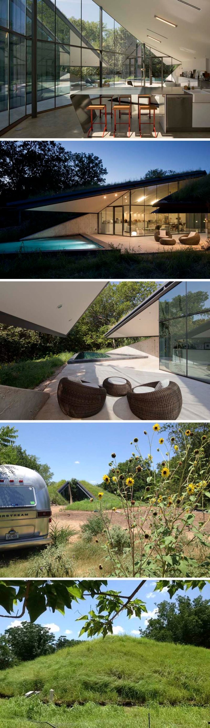 Edgeland House, Austin Texas, Designed by Bercy Chen Studio, based on Pit House style architecture, hidden in ground, cool architecture