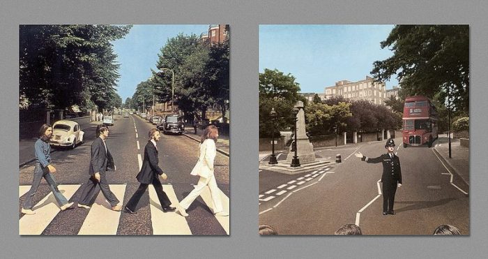 Re-imagined Back sides of iconic album covers by Harvezt, Dark side of album covers, Abbey Road
