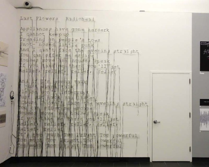 Motoko Ishii, typography, music as typography, visual music, School of Visual Arts, Radio Head lyrics