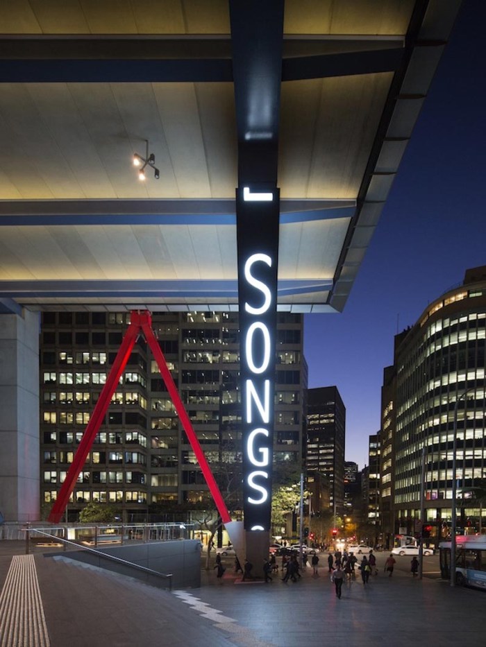 Jenny Holzer typographic LED installation in Sydney, Australia, May 2014, I Stay