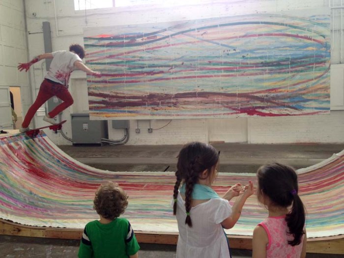 Skateboard Painting, matt reilly, japanther, Mana Contemporary, performance art, abstract painting, cool art