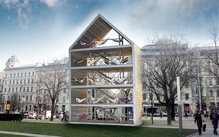 House of Hammocks, Hammock House, Vienna, Flederhaus, Heri & Salli Architects