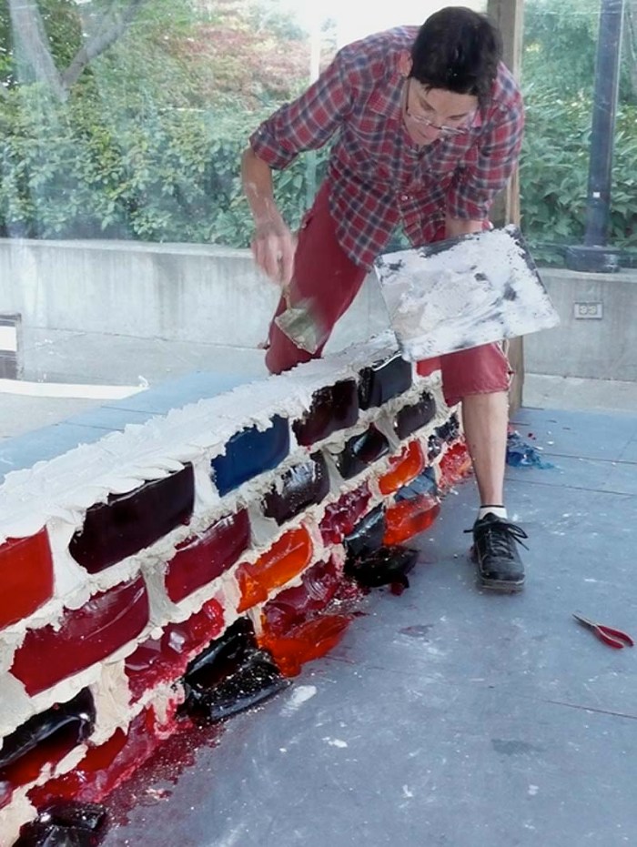Jell-O Brick Wall, Jello Brick Wall by Lisa Hein and Robert Seng. Contemporary Sculpture. Seattle and Exit Art NYC. Cool art, fun art, goofy art. Food art