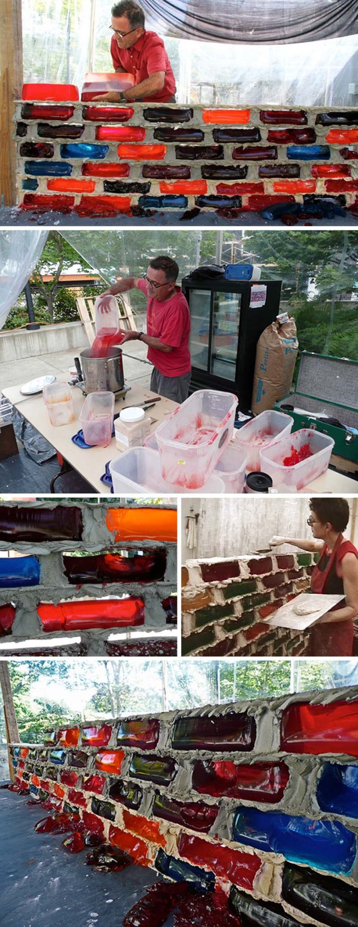 Jell-O Brick Wall, Jello Brick Wall by Lisa Hein and Robert Seng. Contemporary Sculpture. Seattle and Exit Art NYC. Cool art, fun art, goofy art. Food art