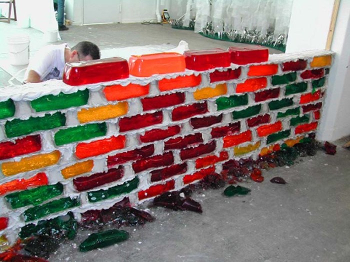 Jell-O Brick Wall, Jello Brick Wall by Lisa Hein and Robert Seng. Contemporary Sculpture. Seattle and Exit Art NYC. Cool art, fun art, goofy art. Food art