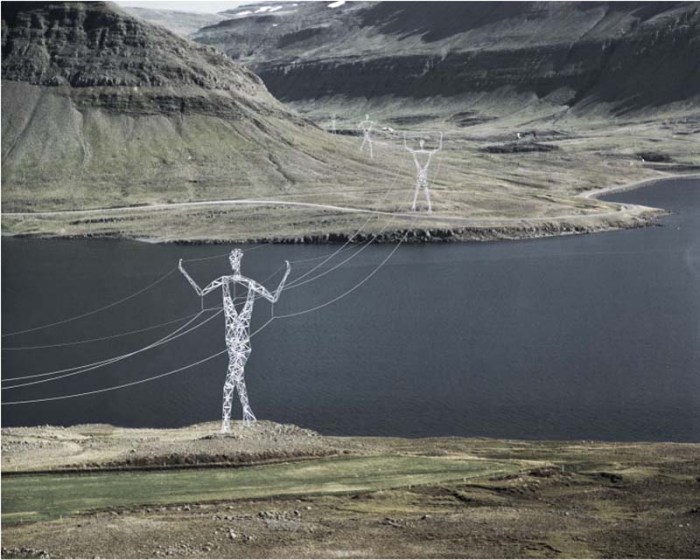 Land of the Giants, Choi+Shine Architects, Electrical Pylons in shape of giant men and women, Iceland, Competition