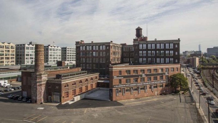 Mana Contemporary art galleries, open studios, Richard Meier Model Museum, Gary Lichtenstein Editions Print shop, Glass Gallery, in Jersey City, NJ. Industrial space convererted into art galleries and artist studios